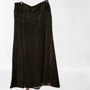 Cabi dark brown corduroy maxi skirt sz 10 + Bonus
